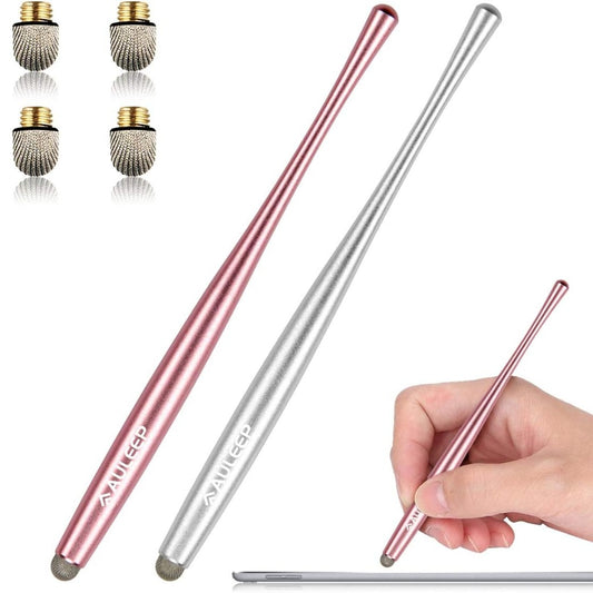 Stylus Pen, AULEEP Tablet Touch Screen Styluses Pens, 2 Pack with 4 Nanofiber tips Stylus Pen for Mobile Phones, iPads, Kindles, Microsoft Surface (silver and rose gold)