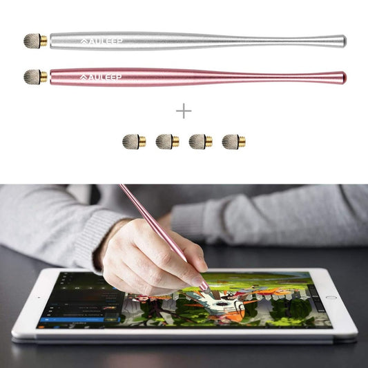 Stylus Pen, AULEEP Tablet Touch Screen Styluses Pens, 2 Pack with 4 Nanofiber tips Stylus Pen for Mobile Phones, iPads, Kindles, Microsoft Surface (silver and rose gold)