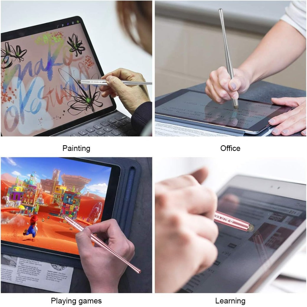 Stylus Pen, AULEEP Tablet Touch Screen Styluses Pens, 2 Pack with 4 Nanofiber tips Stylus Pen for Mobile Phones, iPads, Kindles, Microsoft Surface (silver and rose gold)
