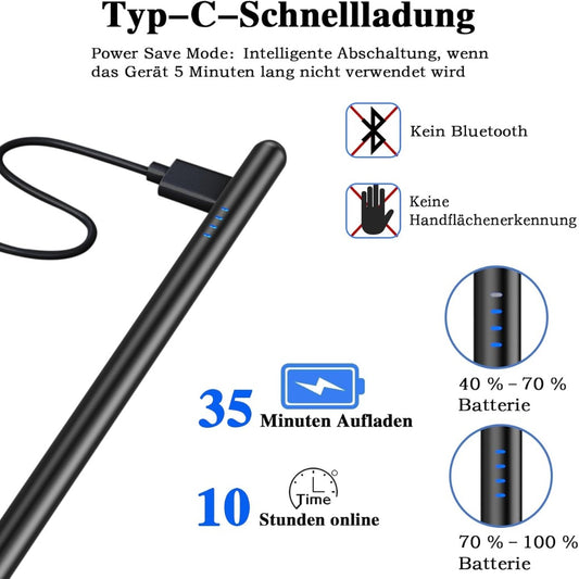 Stylus Pens for Touch Screens,Type-C Tablet Pen with 4 Pom Tips Rechargable Stylus Pen for Android Compatible with Samsung/Huawei/Lenovo/Mi/Vivo and Other Android Smartphone and Tablet Devices-Black
