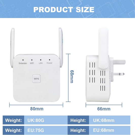 WiFi Extender Booster with Ethernet Port - Plug-In WiFi Booster - WiFi Internet Repeater and Range Extender for Home - Internet Booster, Wireless WiFi Boosterfor Improved Coverage
