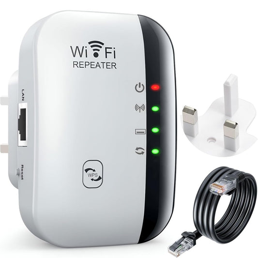 WiFi Extender Booster, Internet Repeater with Ethernet Port, Long Range Covers Up to 3000 Sq.ft and 45 Devices, Quick Setup, Broadband Wireless Signal Amplifier for Home