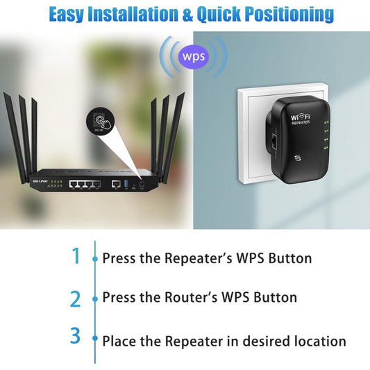 WiFi Extender Booster, 2.4GHz 300Mbps Internet booster, WiFi Booster Range Extender Up to 5000sq.ft and 50+ Devices, , Wi-Fi Repeater Wireless Signal Amplifier with Ethernet Port, Quick Setup (Black)