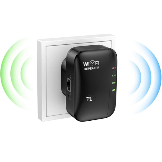 WiFi Extender Booster, 2.4GHz 300Mbps Internet booster, WiFi Booster Range Extender Up to 5000sq.ft and 50+ Devices, , Wi-Fi Repeater Wireless Signal Amplifier with Ethernet Port, Quick Setup (Black)