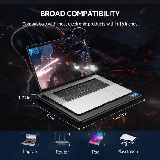 TECKNET Laptop Cooling Pad, 12"-16" Laptop Cooler with 2 Quiet Fans, Ergonomic Comfort Gaming Laptop Cooling Stand, Speed Adjustable Cooling Pad