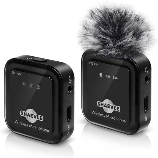 Wireless Lavalier Microphone for iPhone/Android/Camera, 2.4GHz Mini Clip On Microphone 50M Transmission, Noise Canceling Lapel Mic for Record Interview, Vlogs, YouTube, Tiktok