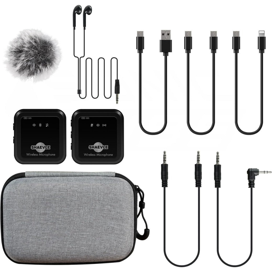 Wireless Lavalier Microphone for iPhone/Android/Camera, 2.4GHz Mini Clip On Microphone 50M Transmission, Noise Canceling Lapel Mic for Record Interview, Vlogs, YouTube, Tiktok