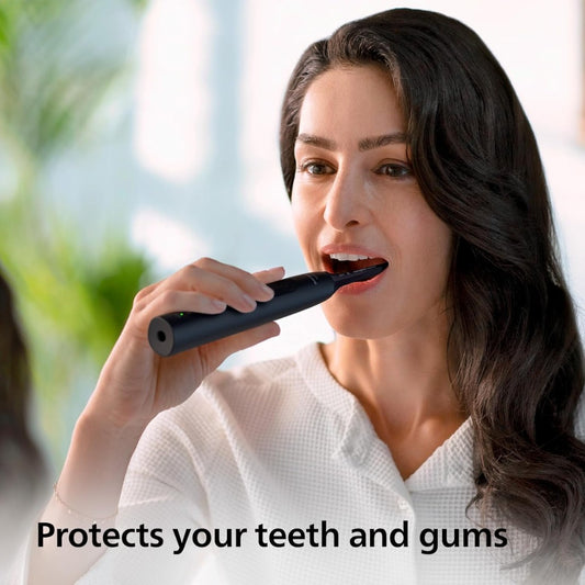 Philips Sonicare 4100 Electric Toothbrush for Adults with 1 x Philips W2 Optimal White Sonic Brush Head in Black, Slim Travel Case and USB Charger