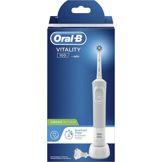 Oral-B Vitality 100 CrossAction Electric Toothbrush – Deep Cleaning Rechargeable Toothbrush for Healthier Gums & Cleaner Teeth