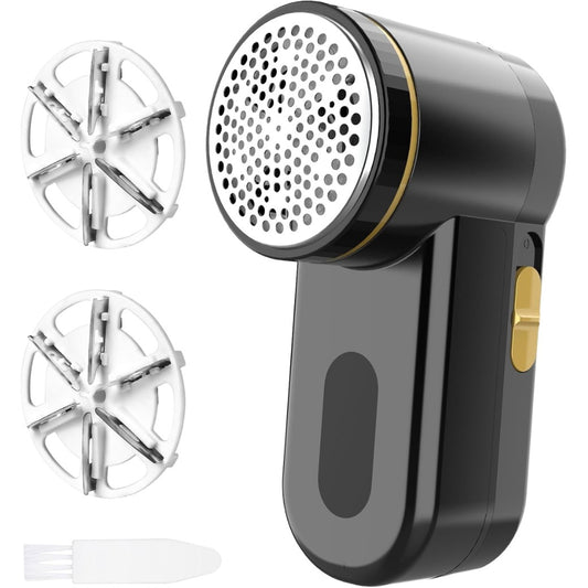 Z-TIISON Electric Lint Remover, Portable Fabric Shaver Defuzzer with 6-Leaf Blades, Dual Protection, Removable Bin, Quickly Remove Fuzz, Lint Balls, Pills, Bobbles from Clothes (Black&Gold)