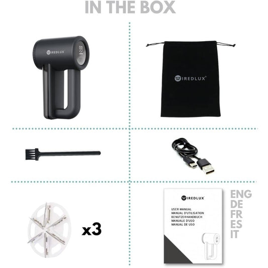 Electric Lint Remover WiredLux - Rechargeable Fabric Shaver Bobble Remover for Clothes & Furniture - Adjustable 3-Speed, 6-Leaf Blade, USB Charging, Debobbler with Dual Protection