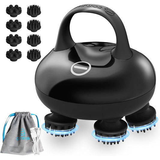 COMFIER Cordless Head Massager Scalp, Electric Scalp Massager Hair Growth, Portable Handheld Massager with 3 kneading Modes, Waterproof,8 Claws for Body Relaxation