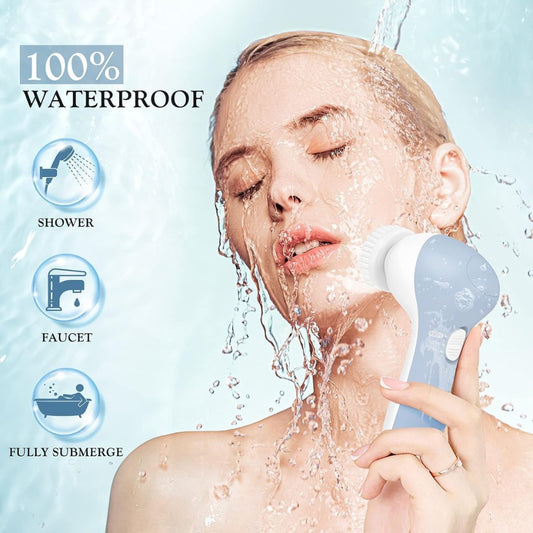 COSLUS Facial Spin Brush Face Cleansing: 7 in 1 Electric Exfoliator Spinning Cleanser Device Waterproof Face Gentle Cleanning, Exfoliating