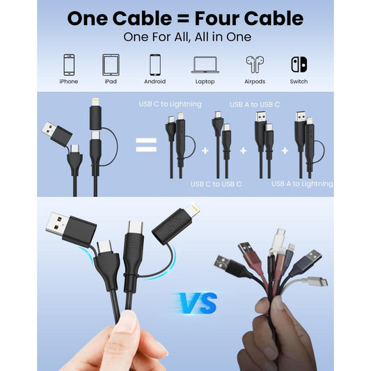 Coiled USB C and Lightning Cable 2-in-1, 60W 3A USB-C to Lightning Cable for Car Type C to USBC Fast Charging Multi Charger Cord for Cell Phones