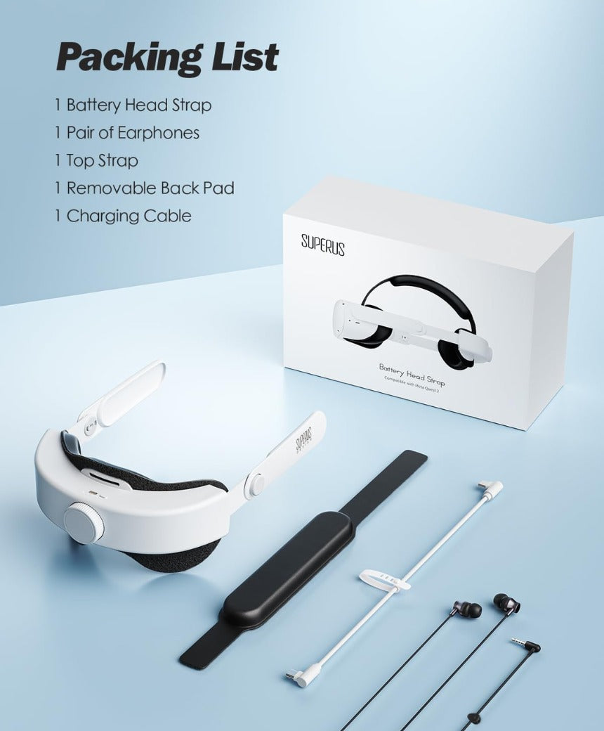 SUPERUS Elite Strap Replacement for Meta/Oculus Quest 2 - Enhanced Comfort, Reduce Head Pressure - Adjustable Hinge