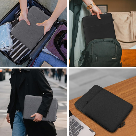 15.6 Inch Waterproof Shockproof Laptop Sleeve Protective Case with Zipper and Accessory Bag for Chargers, Mouse and Travel Use