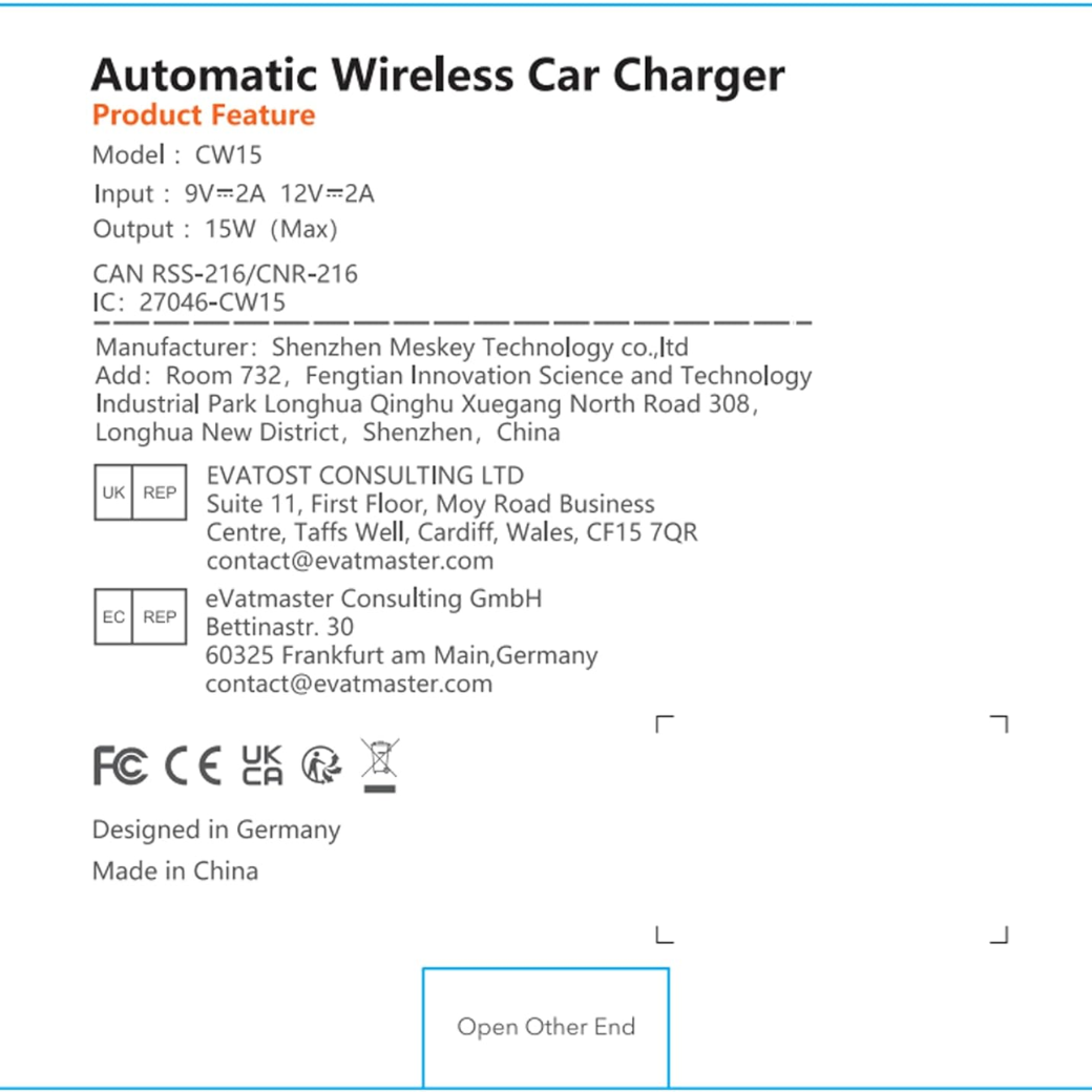 Qi 15W Car Phone Holder