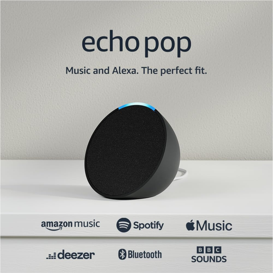 Bluetooth Smart Speaker with Alexa Voice Assistant – Black, Wireless Smart Home Speaker with Voice Control and High-Quality Sound