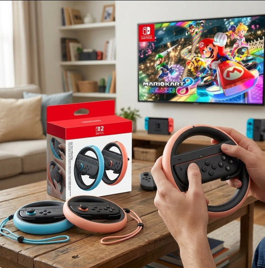 Nintendo Switch 2 Joy-Con Racing Wheel Pair – Steering Wheel Attachments for Controllers