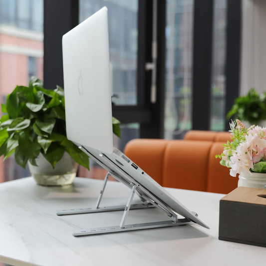 Laptop Stand with 6 Adjustable Angles Ergonomic Foldable Laptop Riser for Desk, Bed and Office Use with Anti-Slip Design