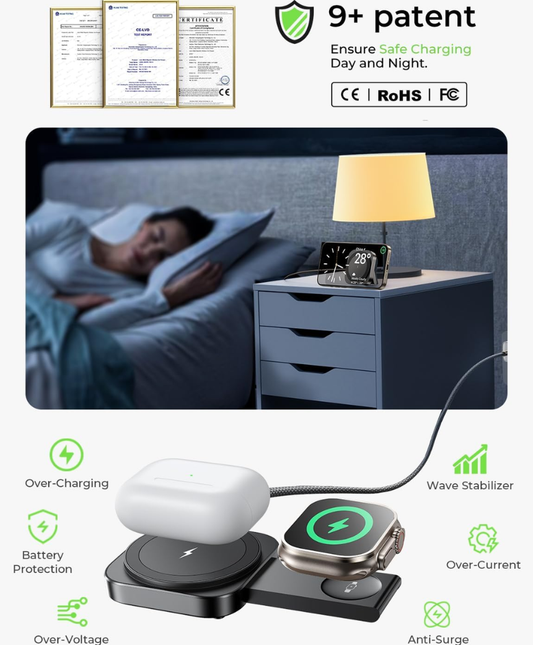 3-in-1 MagSafe Wireless Charging Stand for iPhone & Apple Watch