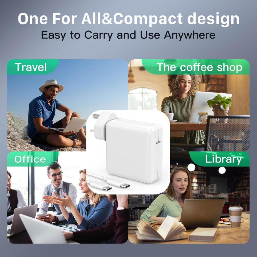 61W USB-C Charger for MacBook Fast Charging Power Adapter Compatible with MacBook Air/Pro and Other USB-C Laptops