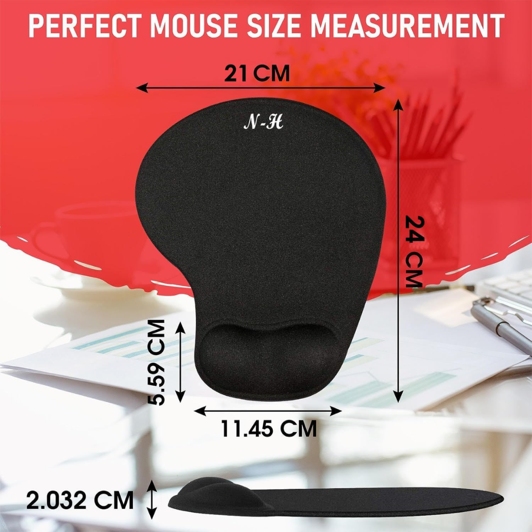 Black Anti-Slip Comfort Mouse Mat Large Gaming and Office Mouse Pad with Smooth Surface