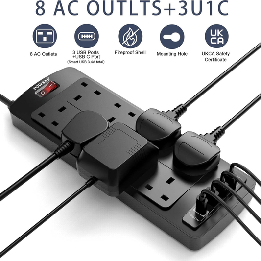 Extension Lead with 4 USB Slots