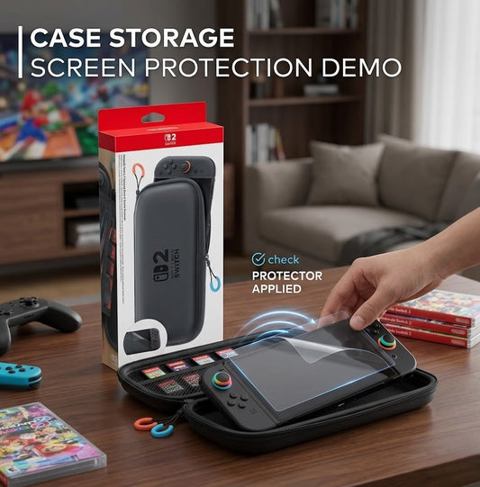Nintendo Switch 2 Carrying Case with Screen Protector – Travel Protective Hard Case Bundle