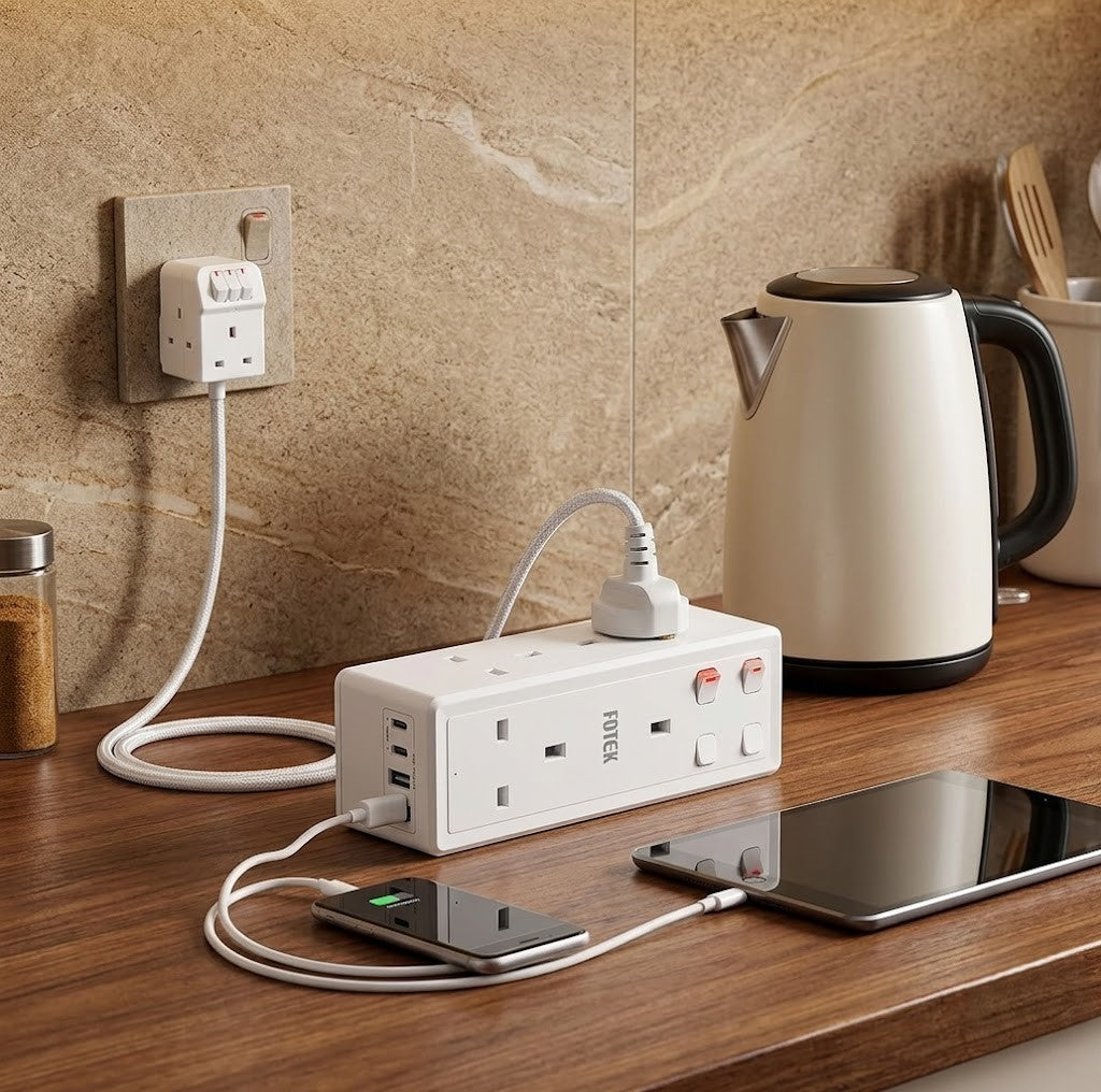Masterplug Three Socket Extension Lead with Individual Switches, White