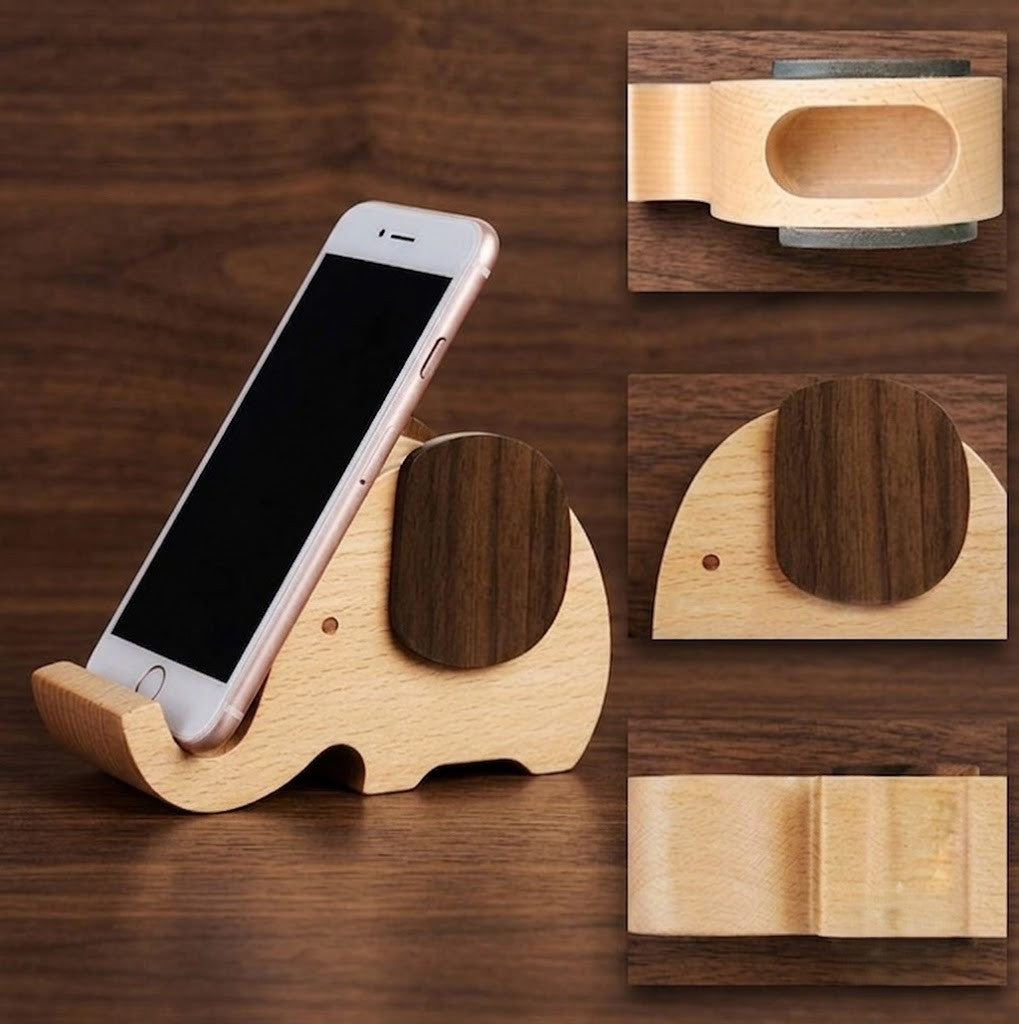 Birthday Gifts for Women: Wooden Pen Phone Stand Elephant Phone Holder Animal Phone Stand - Wood Ladies Christmas Gifts for Female Friend Sister Wife Daughter Mum