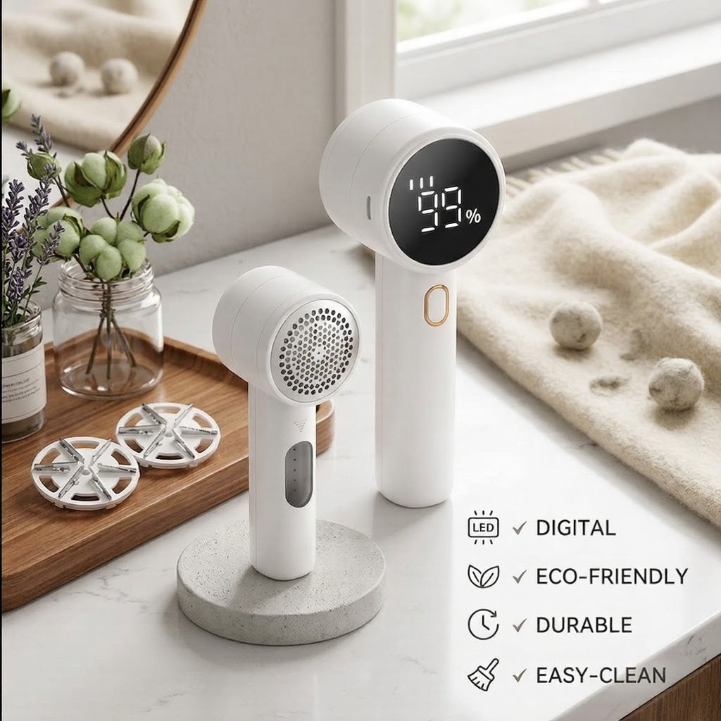 Fabric Shaver, Electric Lint Remover, Rechargeable Lint Shaver, Sweater Defuzzer to Remove Pilling, Battery Operated, 6-blade, 3-speed with LED Display for Clothes, Upholstery, Furniture