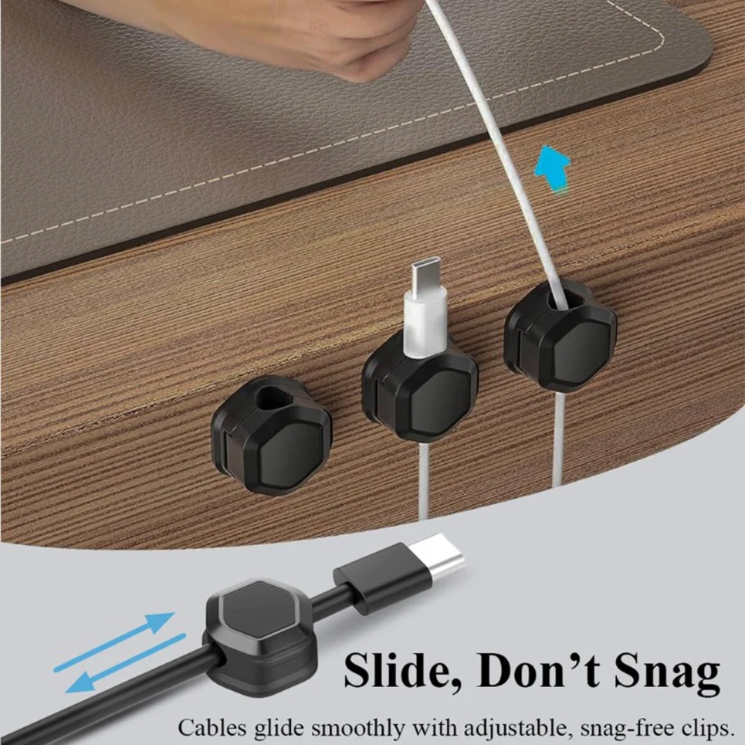 Magnetic Cable Clips (12 Pack) - Self Adhesive Cable Organisers for Desk, Home, Office & Car - Cable Tidy for Charging Cables, USB Cords, Mouse & Keyboard Wires(12, Black)