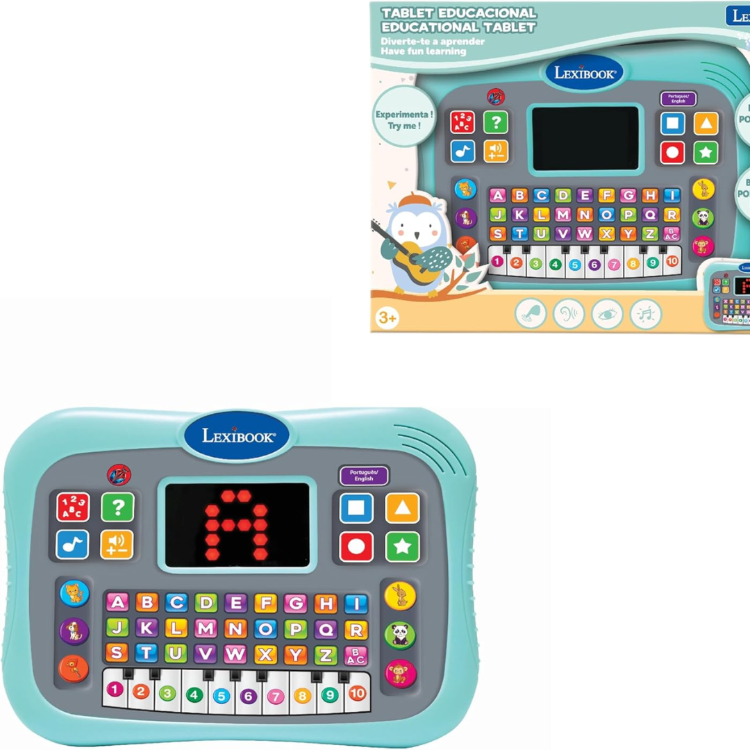 LEXIBOOK Kids Learning Tablet – Bilingual English & Portuguese – Alphabet, Numbers & Animals – Blue