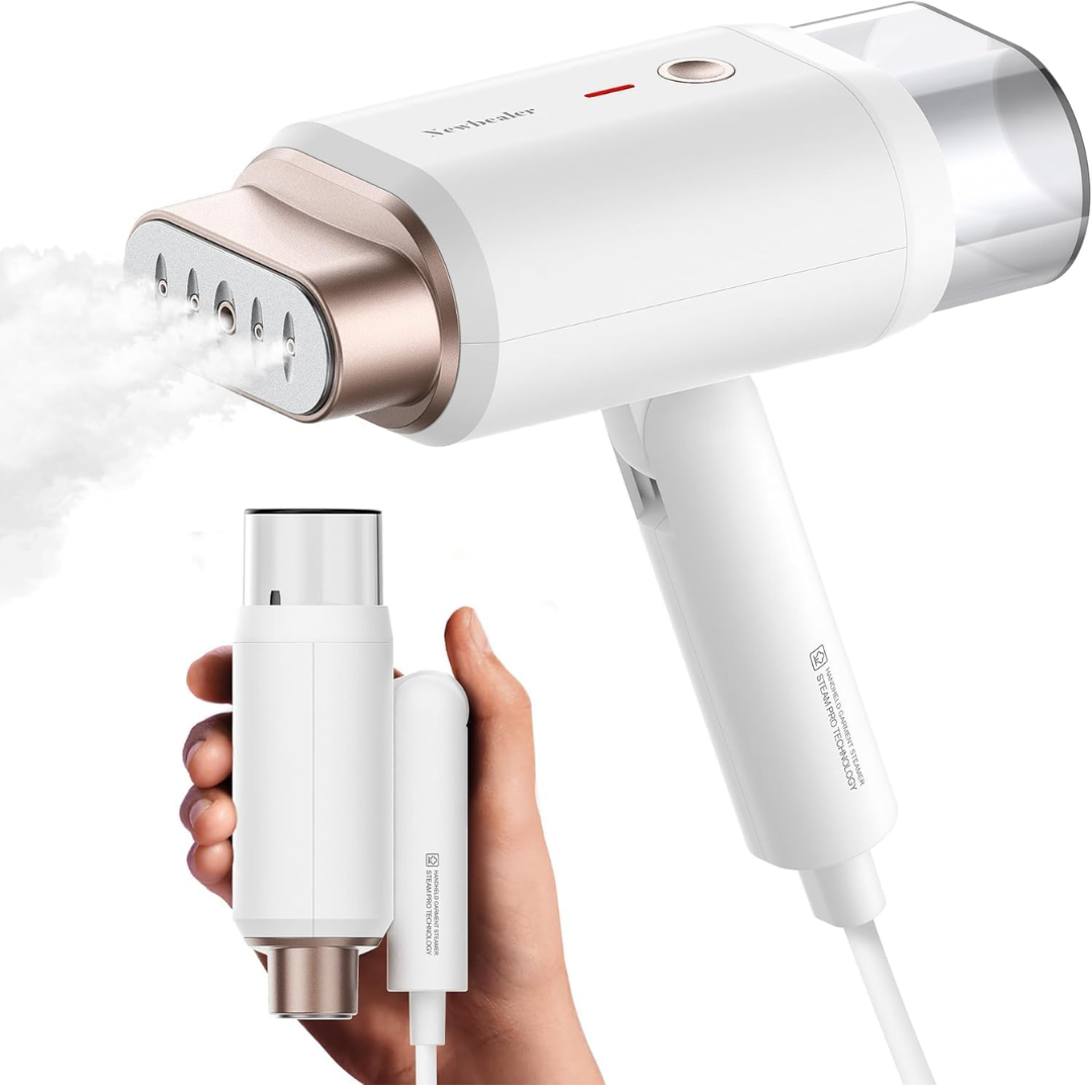 Newbealer Portable Clothes Steamer, 1200W Fast Heat-Up Handheld Garment Steamer with 180ml Tank for Home & Travel, Vertical & Horizontal Use