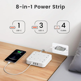 3M Extension Lead with USB C Port (3250W 13A), 4 Way Outlets Power Strip with 1 USB-C and 3 USB Slots