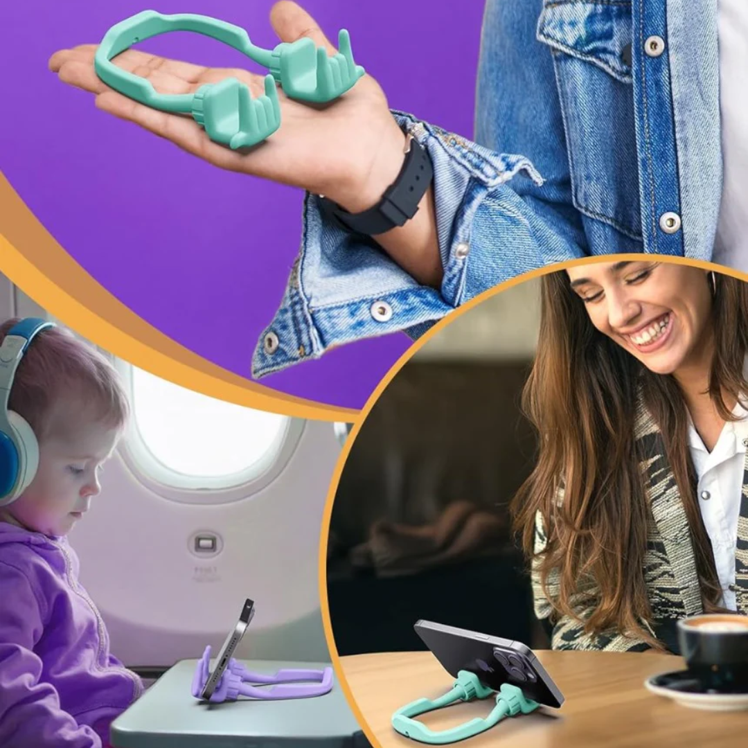 Stocking Stuffers for Teens Boys Girls Cell Phone Stand: 2 Pack Upgrade Adjustable Rock On Lazy Phone Holder for Desk Adults Men Women Gifts for Christmas Birthday Funny Cool Gadgets (Purple&Green)