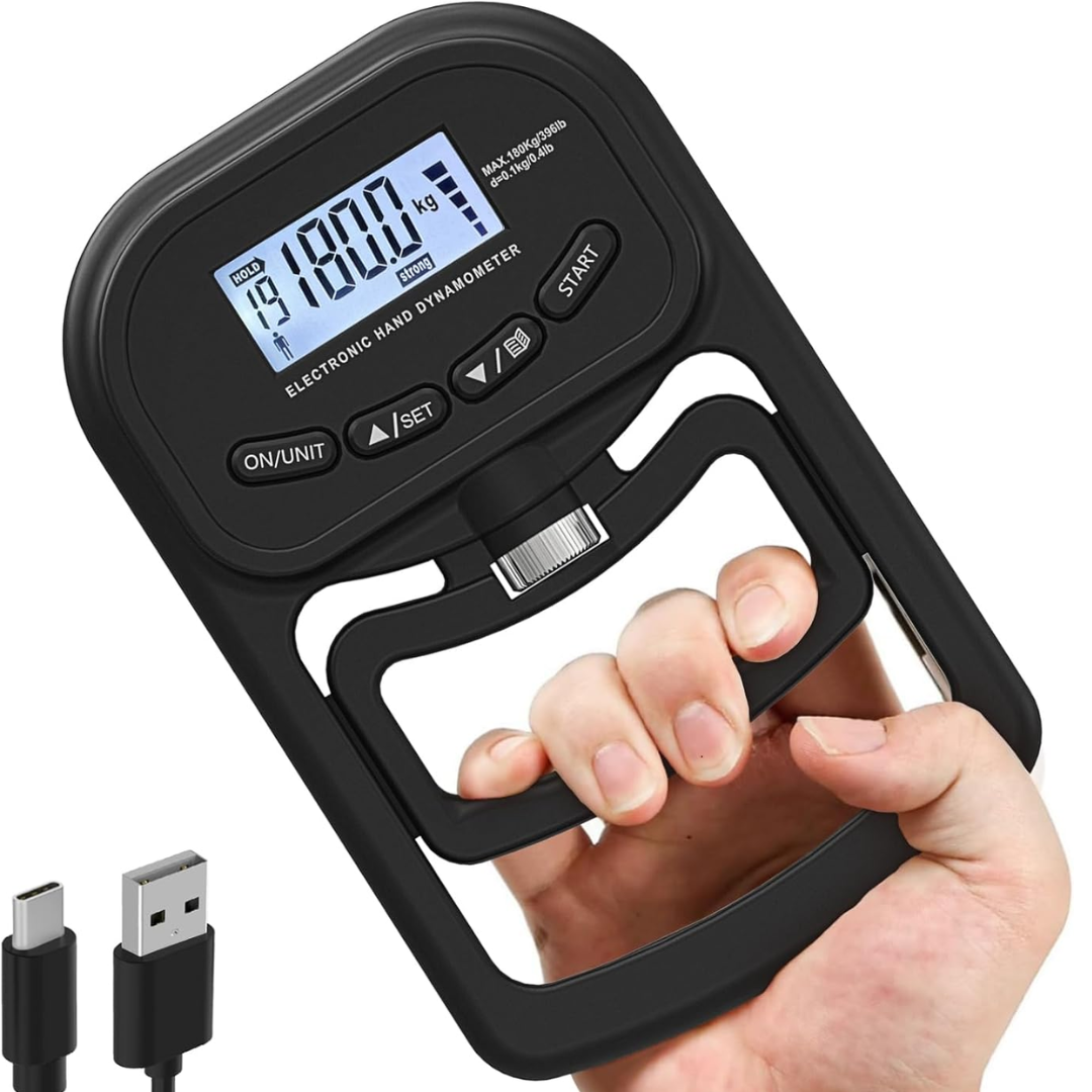 396lbs/180kg Digital Grip Strength Trainer – Rechargeable Hand Dynamometer with LCD Display, Adjustable Grip Strength Tester