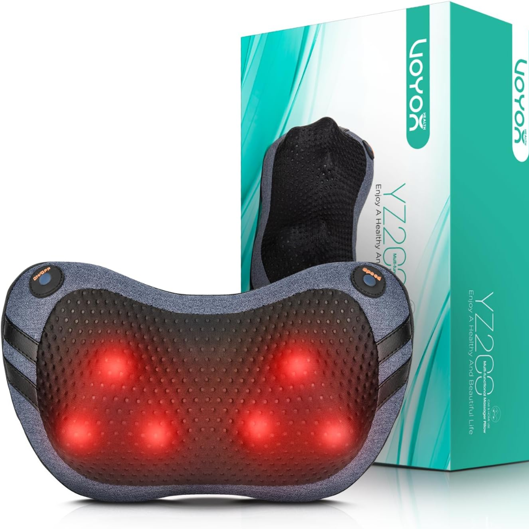 Shiatsu Neck & Back Massager with Heat – 3D Deep Tissue Massage Pillow for Home, Office & Car (Pale Blue)