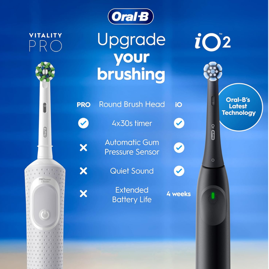 Oral-B Vitality Pro Electric Toothbrush for Adults – Rechargeable Handle with 2 Brush Heads & 3 Cleaning Modes, Purple