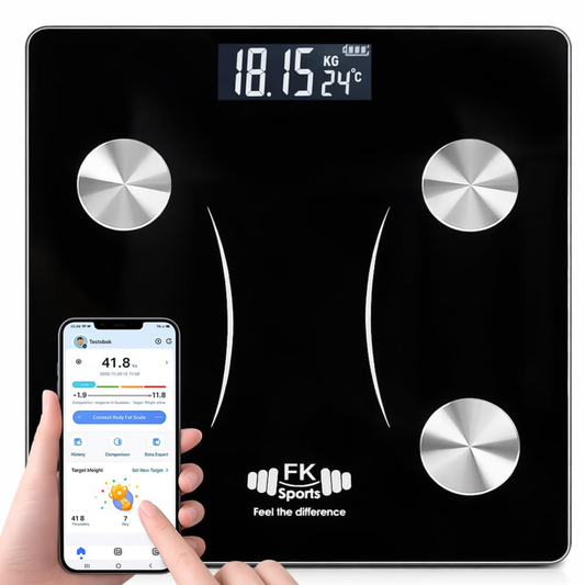 FK Sports Smart Digital Bathroom Scale – Bluetooth BMI & Body Fat Monitor, 180KG Capacity