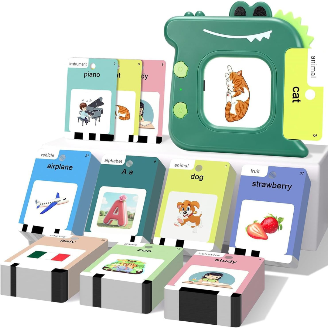 420 Words Talking Flash Cards for Toddlers (3–6) – Montessori Learning & Speech Therapy Toy (210 Cards, Green)