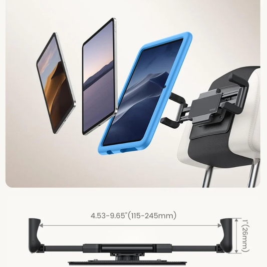 Lamicall 360° Rotating Car Tablet Holder for Kids, Foldable Backseat Headrest Mount with Silicone Wide Clip for iPad, Tablets & Smartphones 6.1-13 Inches