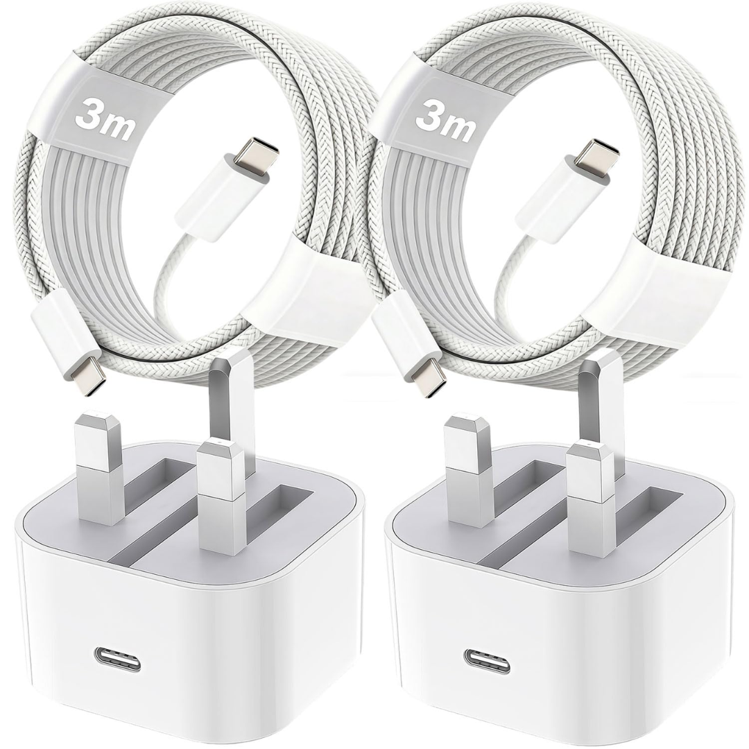 3m iPhone Charger Cable [2-Pack] 20W USB-C to USB-C Fast Charging Long Cable for iPhone 17/16/15 Series, iPad Pro & Google Pixel Devices