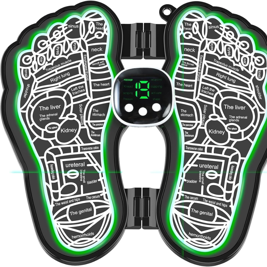EMS Foot Massager – Portable Folding Mat, 8 Modes 19 Intensities, Muscle & Circulation Relief, USB Rechargeable