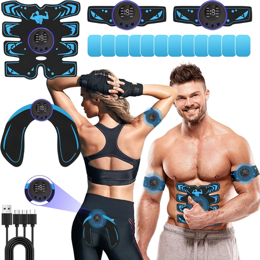 EMS ABS Muscle Stimulator – Abdominal Trainer for Waist, Arms & Legs with 8 Modes & 19 Intensities