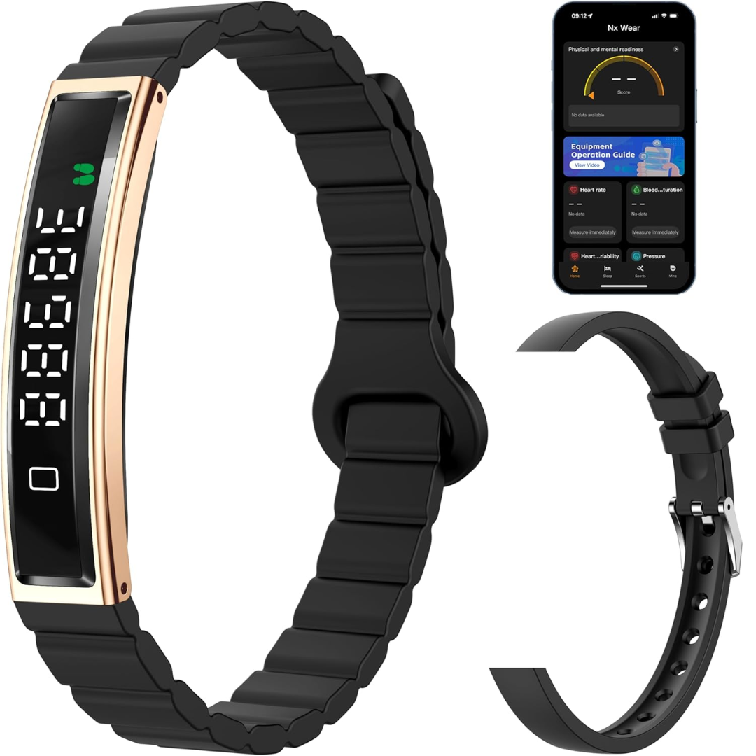 Findtime Smart Fitness Bracelet – Heart Rate, Sleep & Activity Tracker, Waterproof Slim Band, Men & Women, Free App, 2 Bands