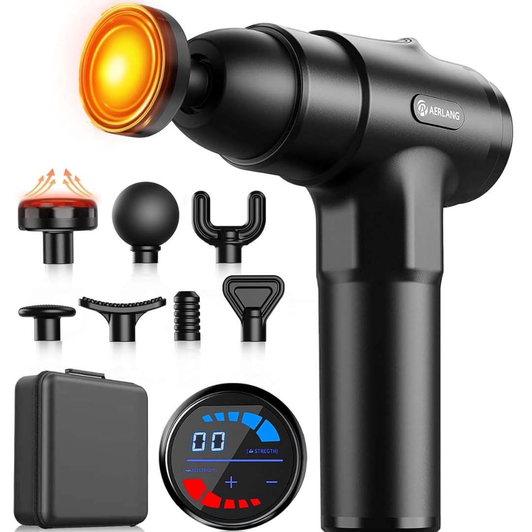 AERLANG Massage Gun with Heat – Deep Tissue Muscle Massager for Pain Relief (Home & Workout Use)