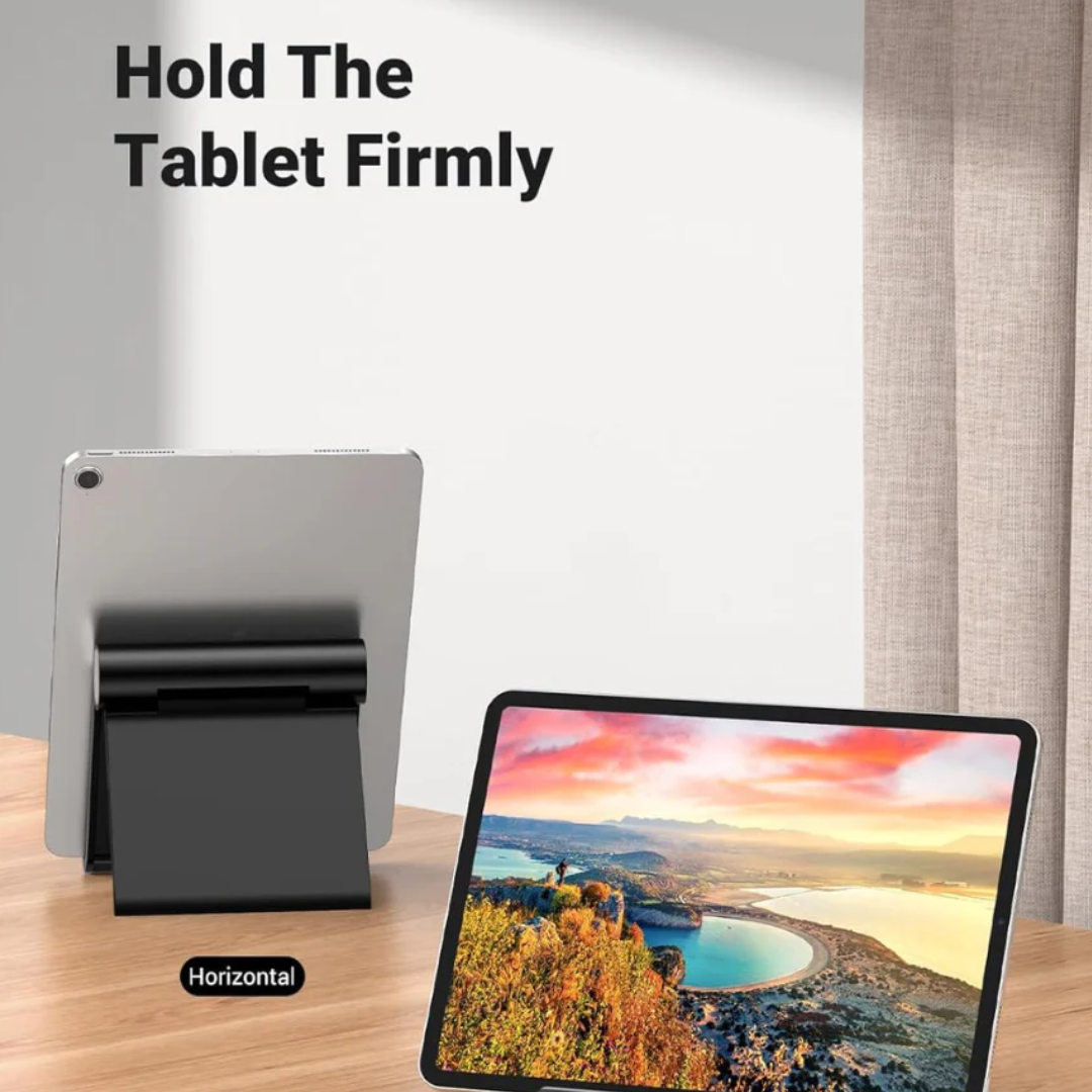 iPad Stand Tablet Desk Holder Adjustable Foldable Tablet Stand for iPad, Samsung Galaxy Tab and Other Tablets with Stable Anti-Slip Design