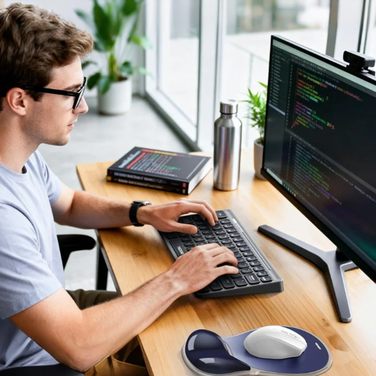 Mouse Mat Wrist Support, Ergonomic Gel Mouse Pad, Smooth PVC Surface & Non-Slip PU Base, Cooling Silicone Mousepad Wrist Rest for Computer, Laptop, Office